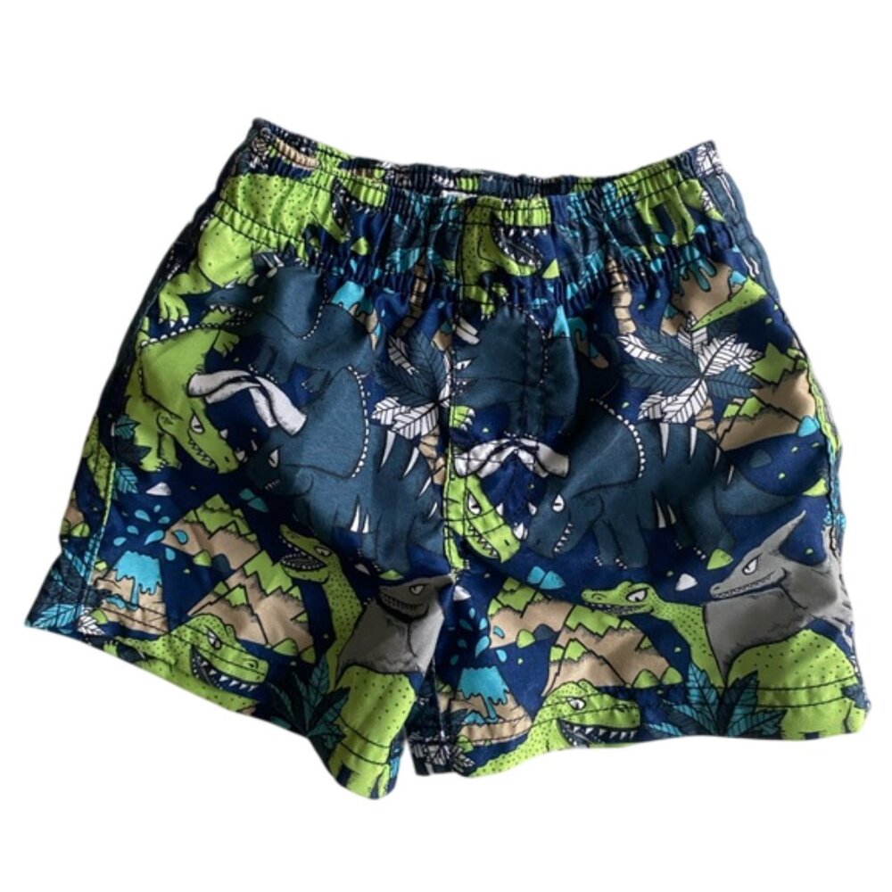 1989 Place Neon Green Dinosaur Lightweight Swim Trunks 6-9 Months - Picture 2 of 10